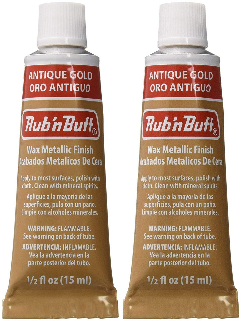 Amaco Rub 'N Buff Wax Metallic Finish, Antique Gold, 0.5 Fluid Ounce, Pack of 2